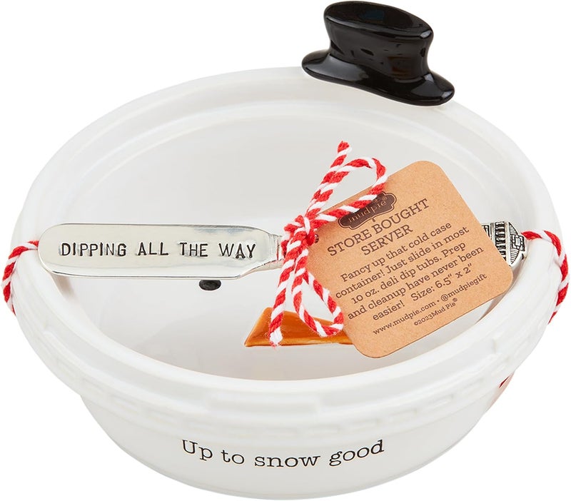 Store Bought Container, Snowman, dish 2" x 6 1/2" dia | spreader 5 1/2"
